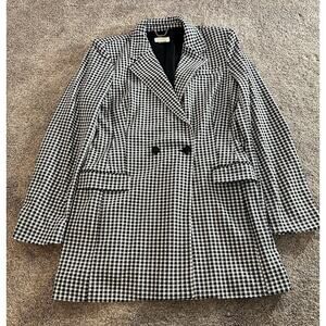 Maeve Anthropologie Double Breasted Gingham Checkered Blazer Jacket Size M